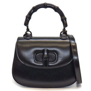 Gucci Bamboo 2way Shoulder Bag Black Leather